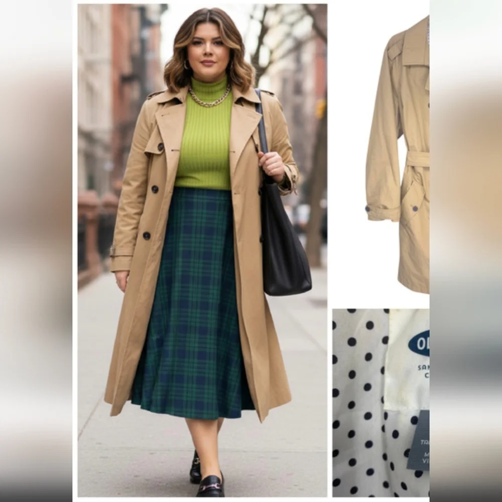 Old Navy Double-Breasted Tan Trench Coat - Picture 4 of 5